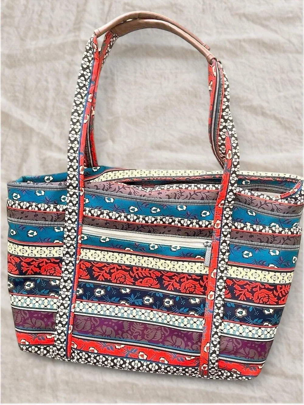 Boho Stripe & Floral Laptop Tote, Fits 15.6